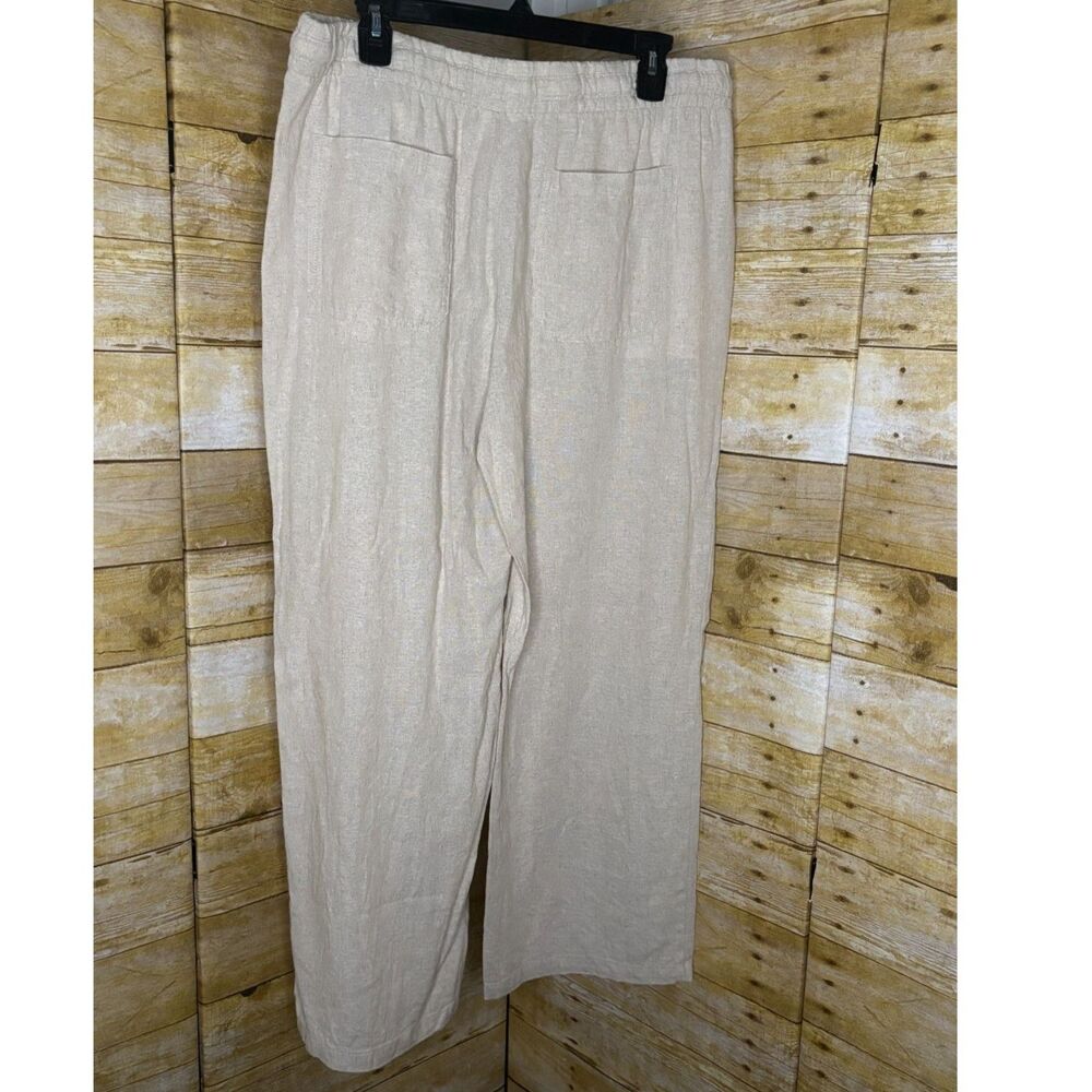 OLD NAVY HIGH RISE WIDE LEG CASUAL CLASSIC COASTAL EVERYDAY LINEN BLEND PANTS - Picture 4 of 4